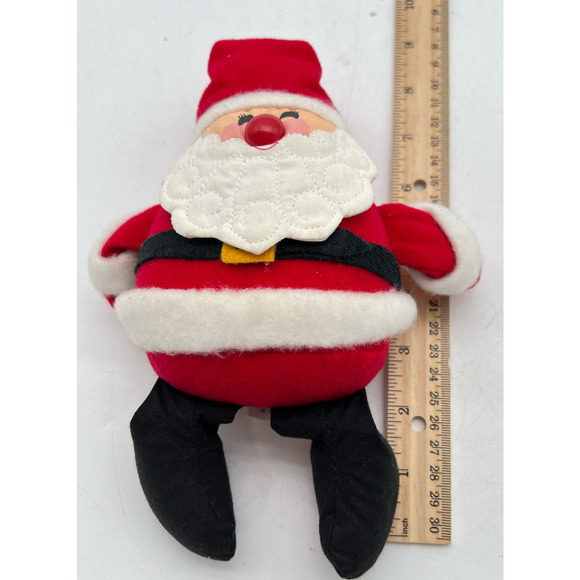 Plush Santa On A Shelf Bean Bag Hallmark Vintage 1982 Christmas Holiday Mantle - Picture 7 of 8